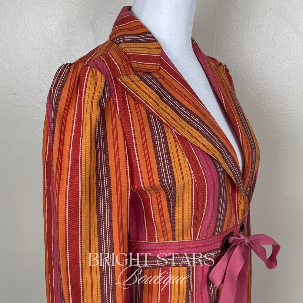 Rare Stripe Blazer Jacket ASO Paige Matthews Charmed Tie Front Vintage Y2K - Picture 12 of 13